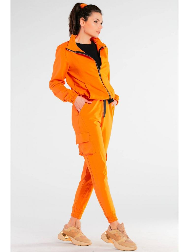 Cotton Zip-up Sweatshirt, Orange L/XL