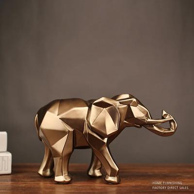 2024 Modern Abstract Golden Elephant Statue Resin Ornament Home Decoration Accessories Gifts for Elephant Sculpture Animal Craft