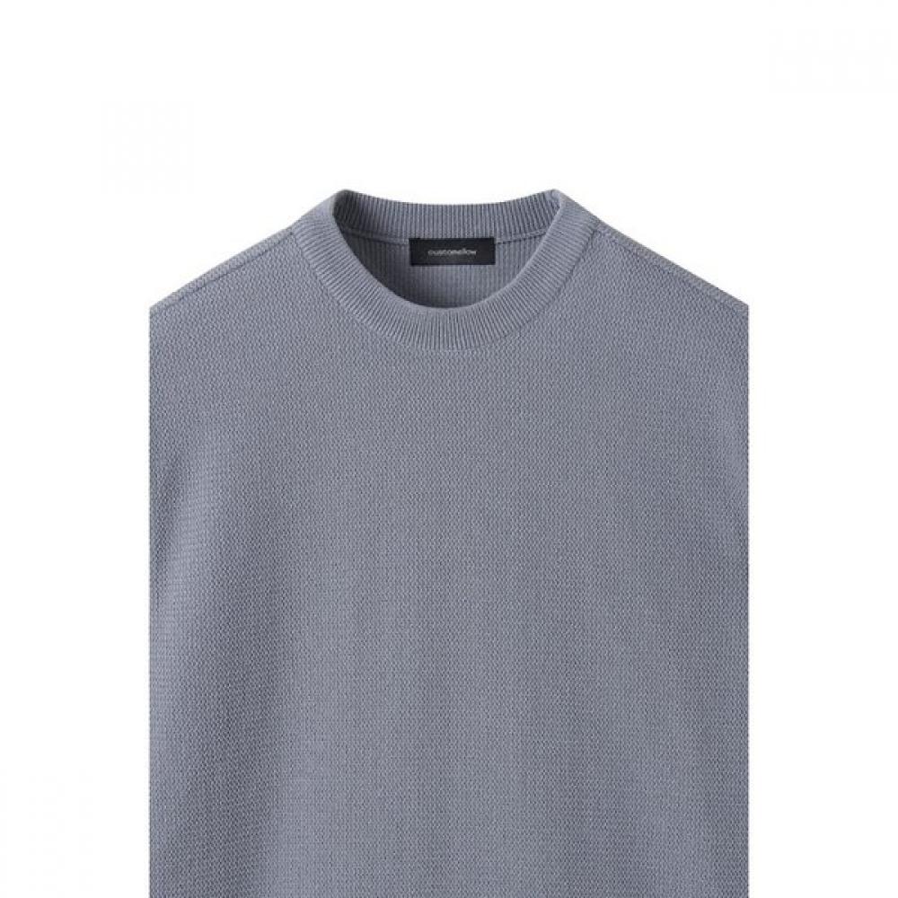 Customellow Grey Texture Half Round Neck Sweater Cwwam25422gyx