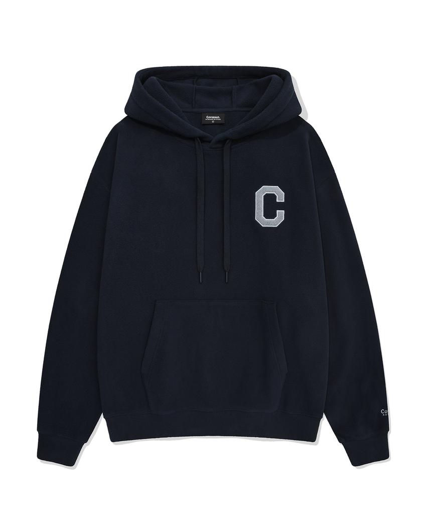 C Logo Fleece Oversized Hoodie Navy