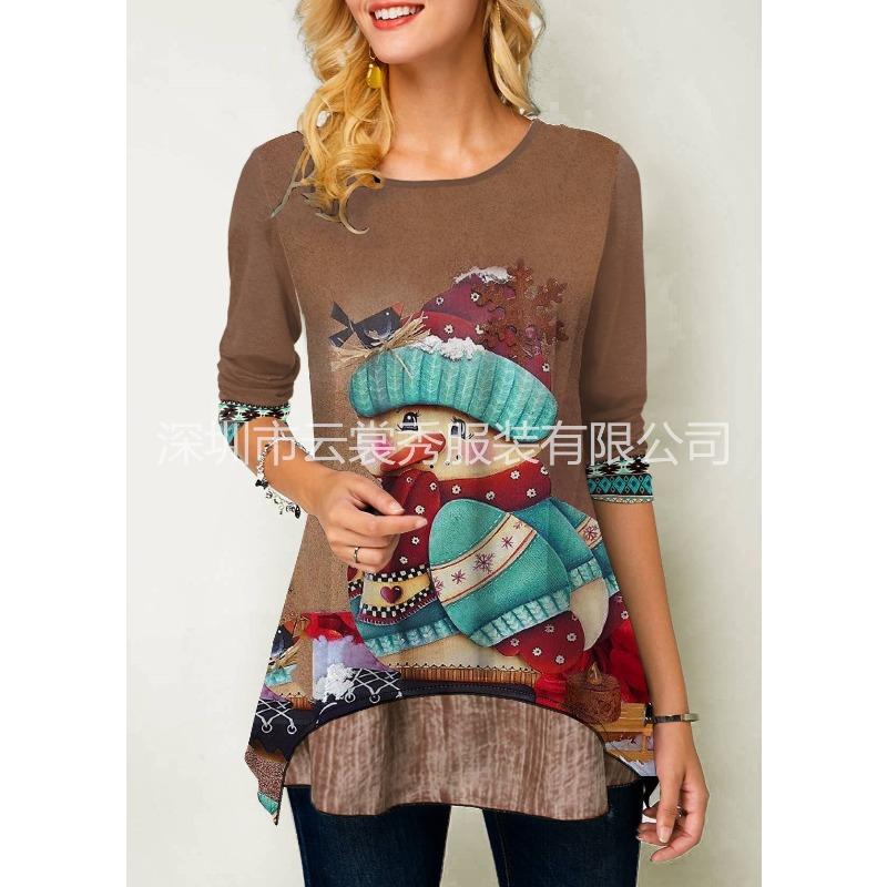 IHUASU Women's Fashion Casual Long Sleeve O-Neck Blouses & Shirts