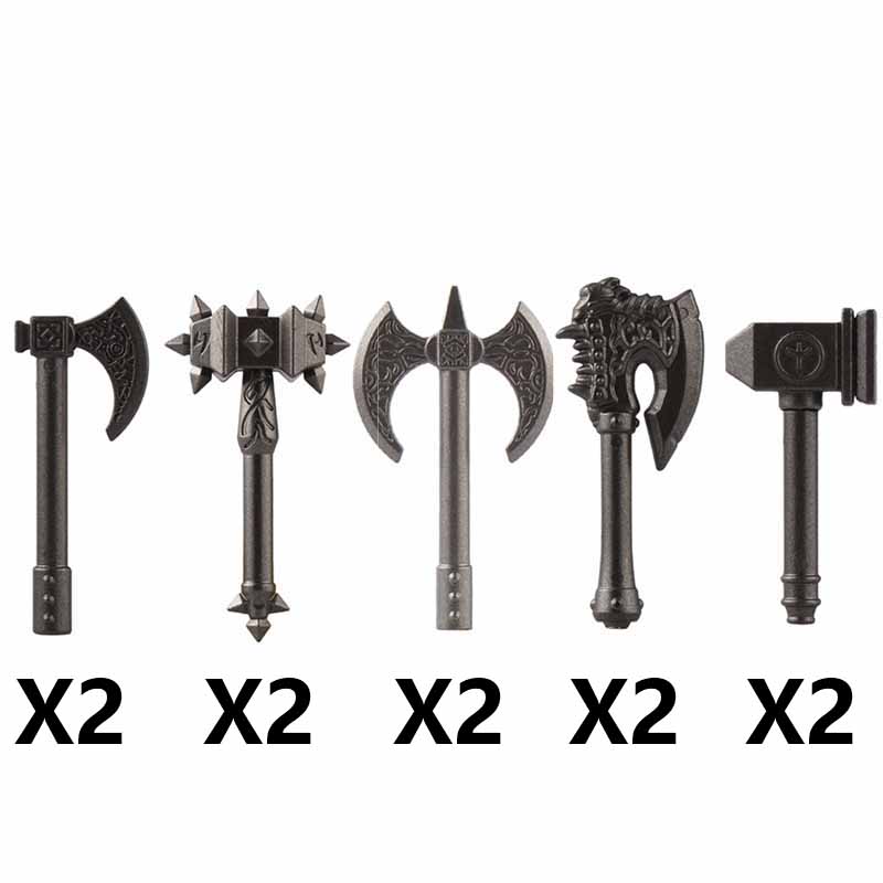 Medieval Figure Weapons Accessories Kits Building Blocks King Sword Lion King Shield Trident Battle Double-edged Axe Brick Toy