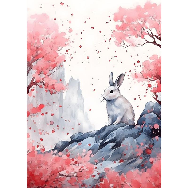 Aquarell-Poster mit Tieren, rosa Blumen, Eule, Hirsch, Pferd, Otter, Tiger und Koala – Leinwandbild, Wanddekoration für Wohnzimmer und Zuhause