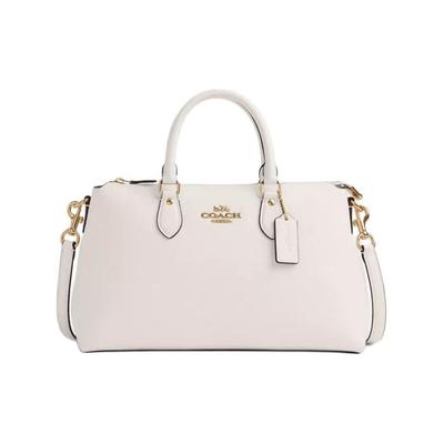 Georgia 34 Reißverschluss Oben Kieselsteinleder Schultertasche Umhängetasche Tragetasche Groß Damen Handtaschen Gold Kreideweiß CR156-IMCHK