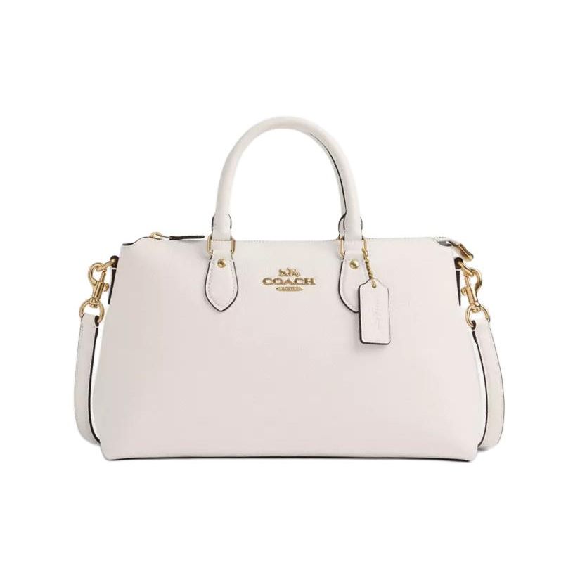 

Coach Georgia 34 Top Zip Closure Pebble Leather Shoulder Crossbody Tote Bag Large Women bags Gold Chalk-White CR156-IMCHK Basic Set (Bag+Dust Bag)