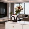 Abstrakte Schwarz-Weiß Keramikvase Kreative Blumentöpfe Schreibtischdekoration Blumenarrangement Florale Vasen Raum Ästhetische Deko