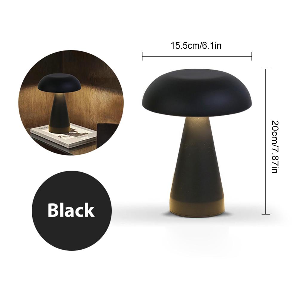 Mushroom LED Night Light Cordless Table Lamp Touch Control Dimmable Sleeping Light 3 Light Colors for Restaurant Bar Coffee Shop