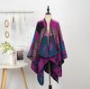 Ethnic Style Printed Shawl Imitation Cashmere Split Cape Warm Scarf Jacket Retro Literary Big Shawl Women