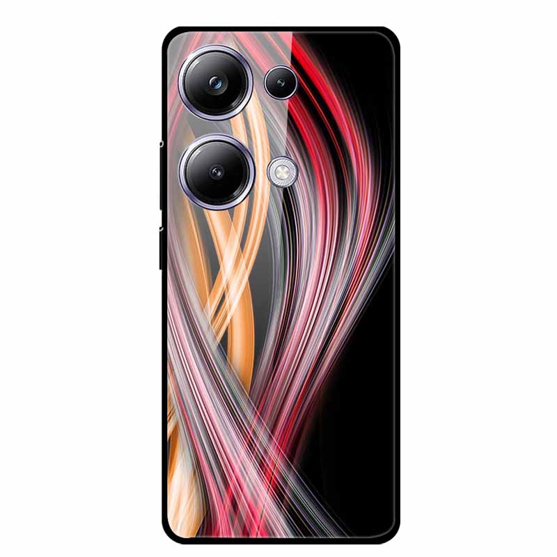 Glass Back Cover For Poco M6 Pro 4G Case M 6 M6Pro Hard Tempered Glass Case For Xiaomi Redmi Note 13 Pro Phone Case Soft Bumper