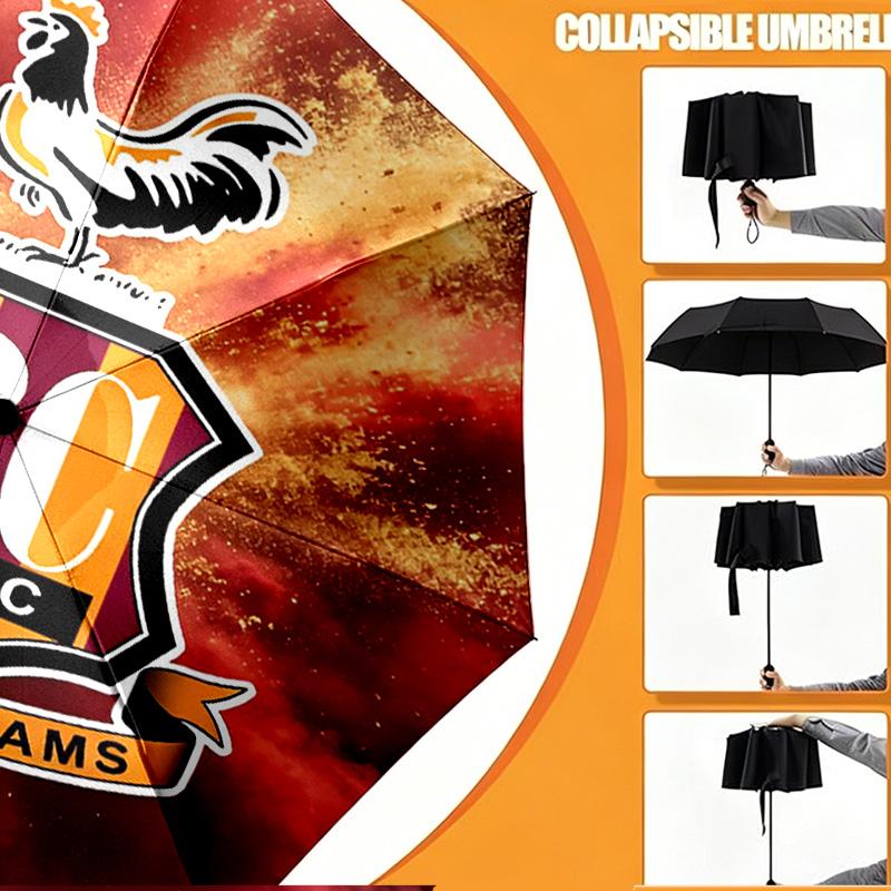Bradford City AFC Print Umbrella Automatic Opening/ Closing - Portable Foldable Design - Daily use for Travel/Outdoor - Gift for Birthday