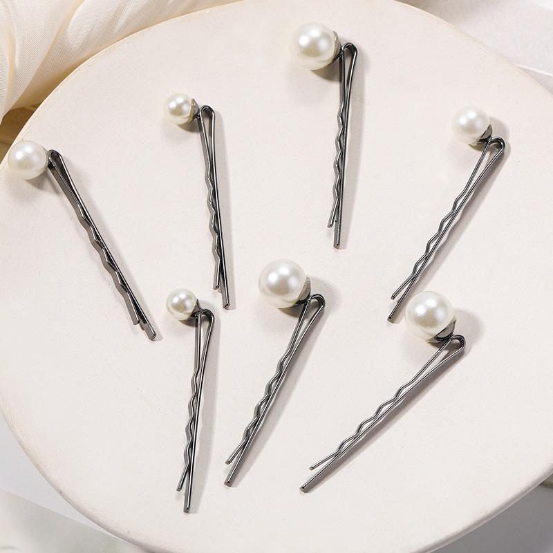 Gold-plated pearl hairpin new statement accessory one-lip clip bridal jewelry set feminine style