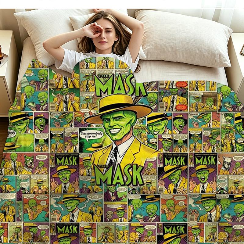 The mask Print Flannel Blanket High Quality Warm Comfortable Cover for All Seasons Perfect for Gifts Home Decor