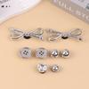 8Pcs/Set Metal Silver Electroplated Bow Button Dot Heart Charms Shoe Buckle Diy Detachable Clogs Sandals Accessories