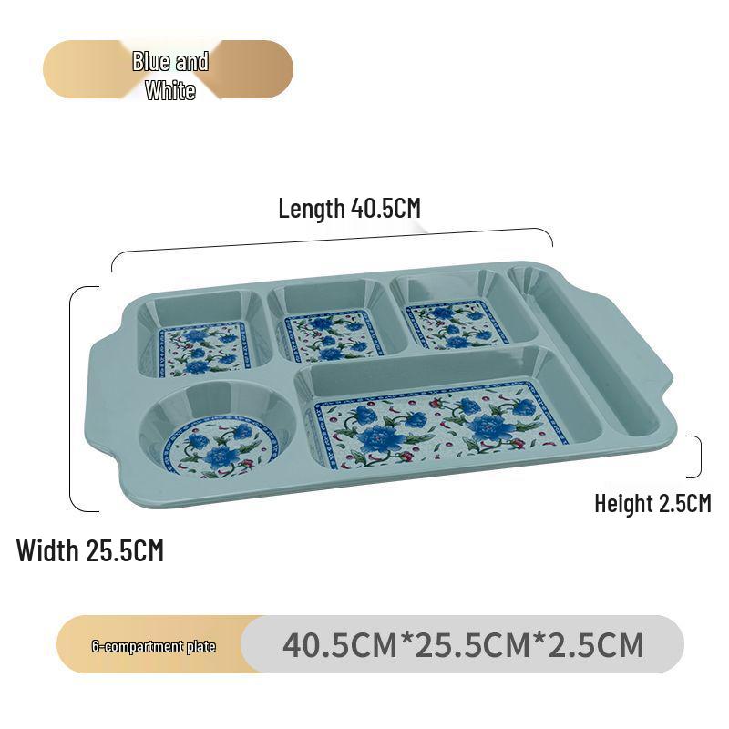 Drop-Proof Melamine Six-Grid Food-Grade Dining Plate