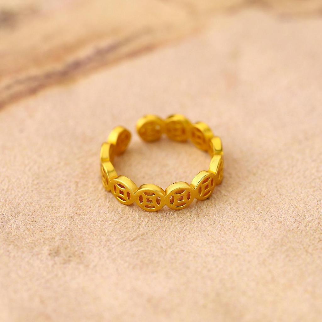 Damski pierścionek na szczęście łapacz pieniędzy moneta vintage ażurowy ze stali nierdzewnej pierścionek na palec pierścionki FengShui akcesoria jubilerskie