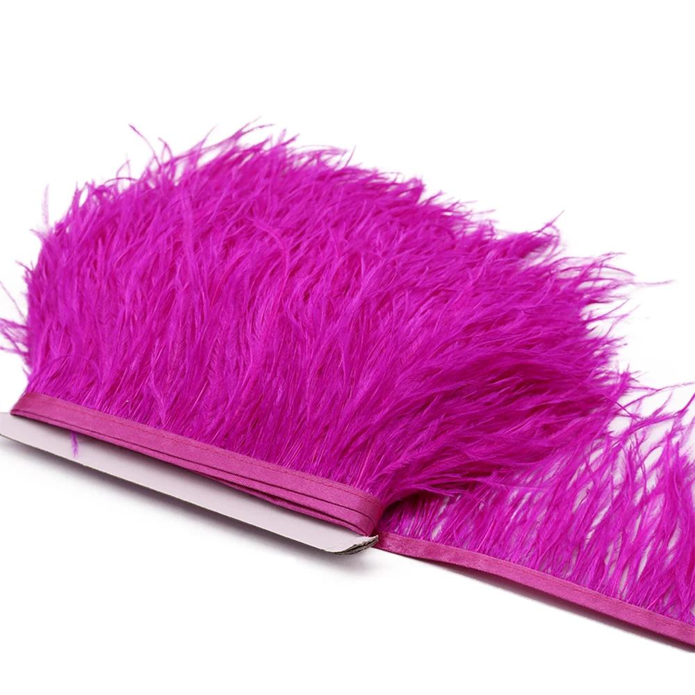 1Meter Natural Fluffy Ostrich Feathers Trim 8-10Cm Red Ostrich Plumes Craft Ribbon For Wedding Dress Sewing Clothing Decoration
