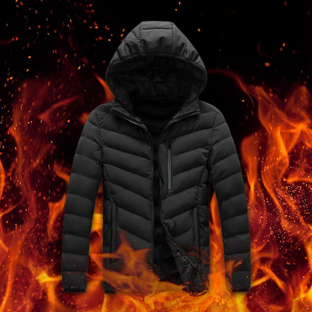 Pánské evropské a americké podzimní a zimní lehké tlusté bavlněné kabáty Jednobarevné kostkované bavlněné kabáty s kapucí