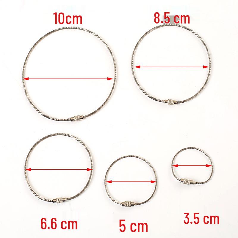 304 Stainless Steel Wire Rope Key Ring with Locking Clasp