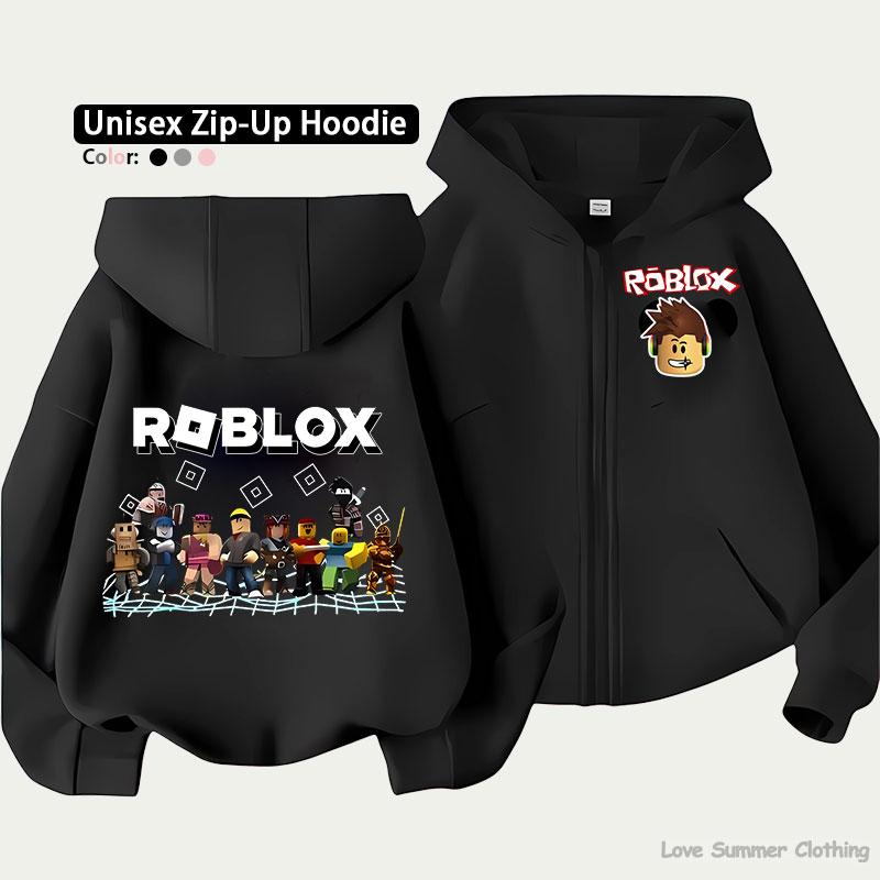 Roblox Kids Zip Hoodie for Kids Ages 4-14 Multiple Pattern Options Unisex Lightweight Zip Jacket HD Print Easy Wear Sporty and Casual Style Polyester