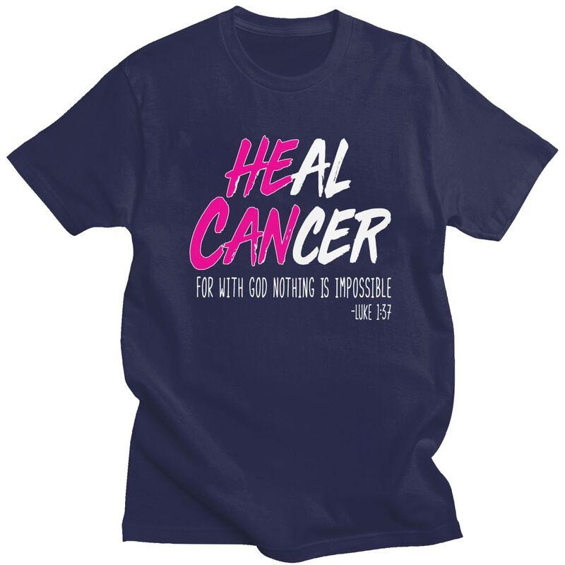 

Men Heal Breast Cancer With God T Shirts 100 Cotton Tshirt Leisure Novelty Creative Graphics Tee Tops 4XL