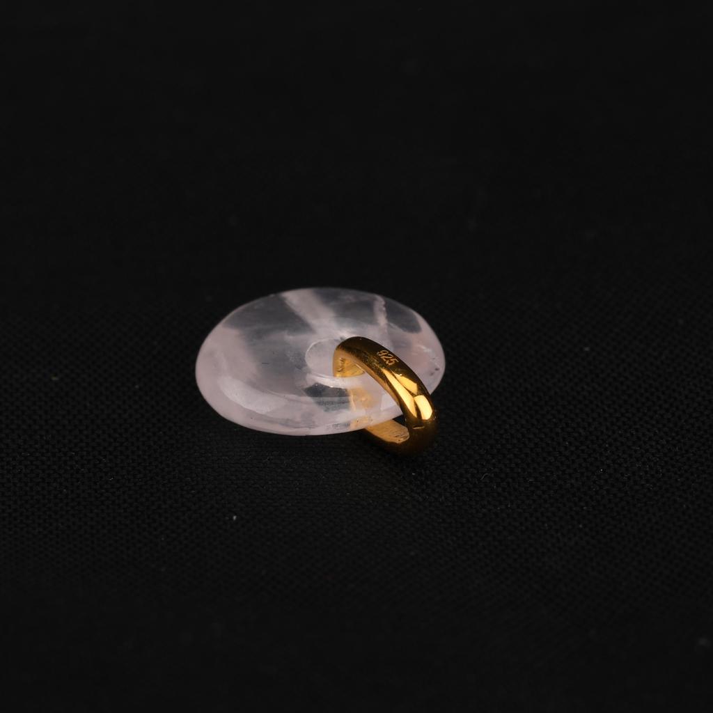 Rose Quartz Donut Pendant 925 Sterling Silver Gold Plated Rhodium Minimal Fine Jewelry Gift for Her