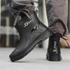 New Rain Shoes Men's Short Tube Fashion Non-slip Rain Boots Fleece Thermal Rubber Shoes Kitchen Work Short Water Shoe Cover Shoes
