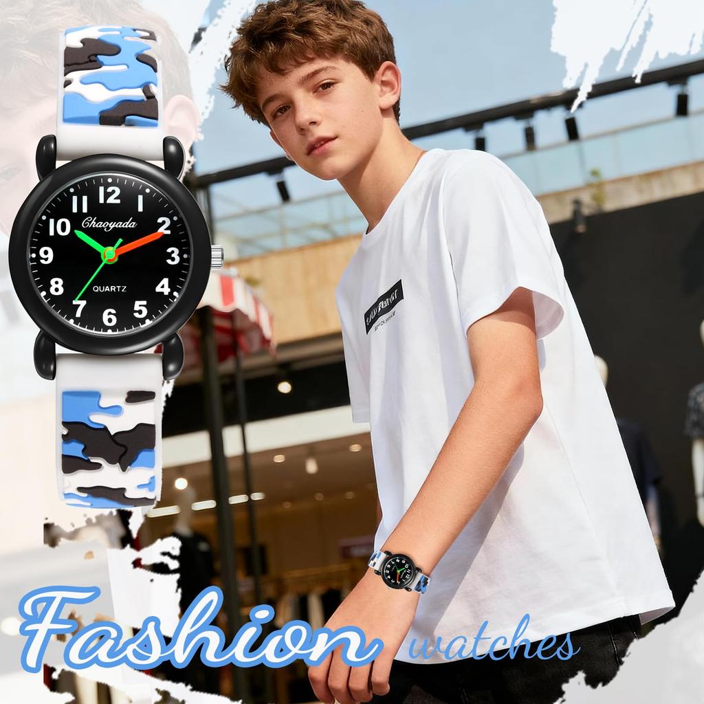 Sports Watch Silicone Strap Analog Display Waterproof Cute Fashion Quartz Watch Leisure Camouflage Pattern
