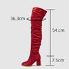 Fashion Eilyken Winter Zipper Women Over-the-Knee Boots Fashion Flock Square Heel Shoes Thigh High Long Botas De Mujer