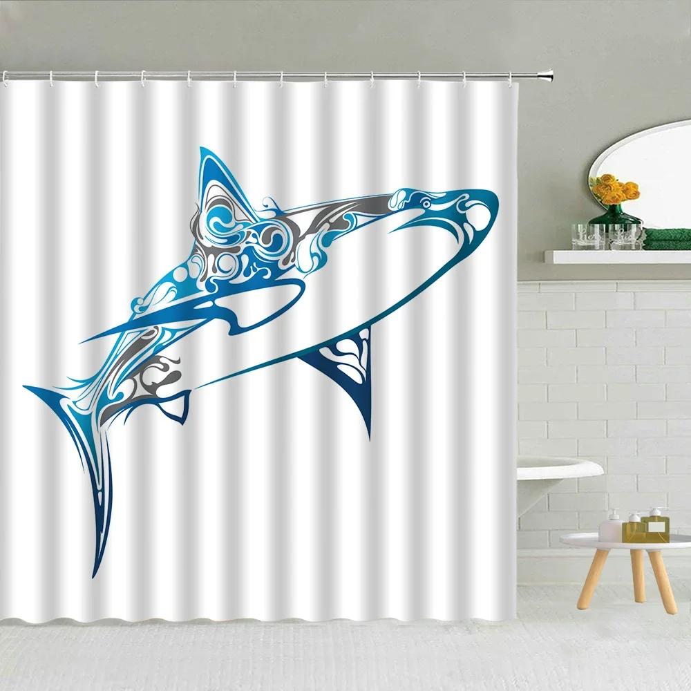 Fun Cartoon Sea Animal Shower Curtain, Sea Turtle Octopus Jellyfish Whale Crab Sea Life Landscape, Bathroom Shower Curtain Set