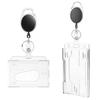 Oval Egg Shape Telescopic Pull-Release Buckle with Dual-Use Transparent PS Double Card Slot ID Holder