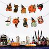 Vintage Halloween Pumpkin Black Cat Witch Owl Hanging Banners Decorations Halloween Trick or Treat Home Wall Party Festival Room