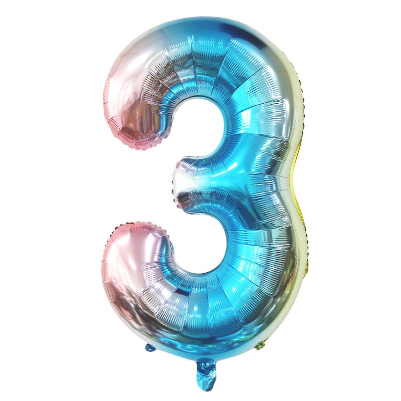 32 Inch Gradual Change Color Aluminum Film Digital, Medium Aluminum Film Digital Balloon Birthday Party Holiday Decoration