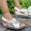 Texture Wedge Fashion Sandals for Girls, Thick Sole, Large Size, Color Blocked Velcro
