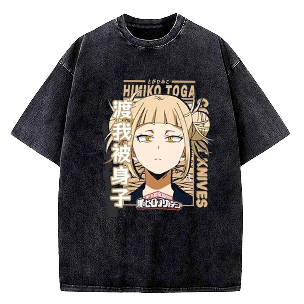 Boku No Hero Academia Vintage Washed cotton tshirt men graphic hip hop Comfortable shirt Classic Retro aesthetic 2000s graphic