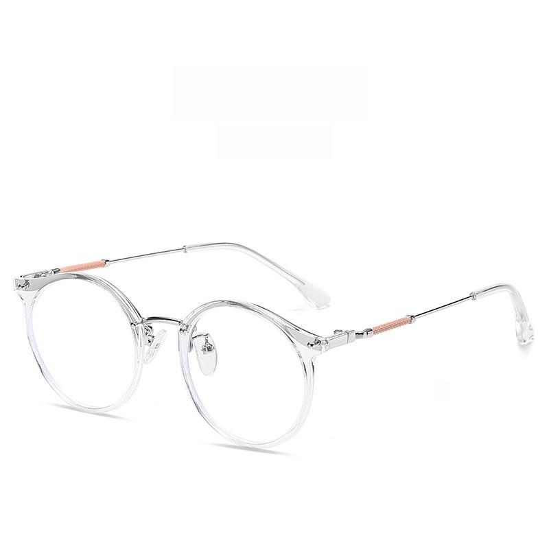 Tr Metal Round Frame Blue Light Blocking Glasses For Stylish Office Wear