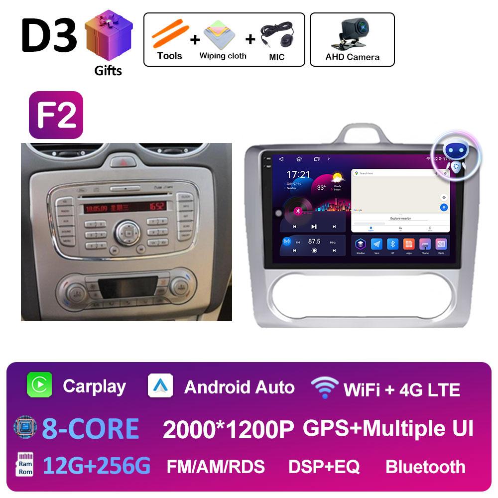 Car Video For Ford Focus 2 3 Mk2 Mk3 2004 2005 2006 2007 - 2011 Radio Player Wireless Carplay Android Auto Touch Screen No 2 Din