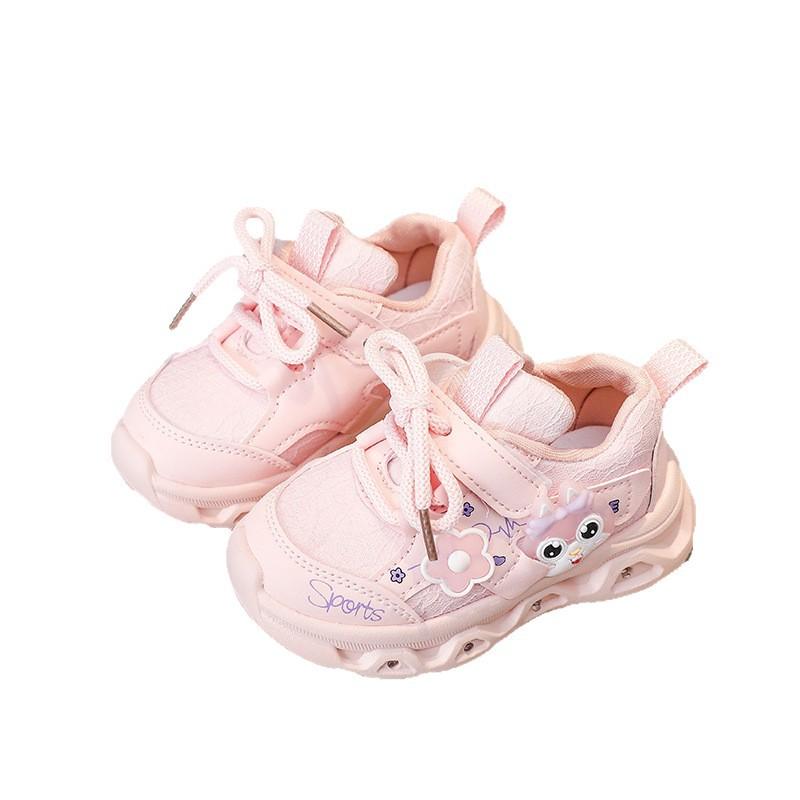 Spring Autumn Girls Cartoon LED Light Up Shoes Kids Soft Sole Breathable Sneakers