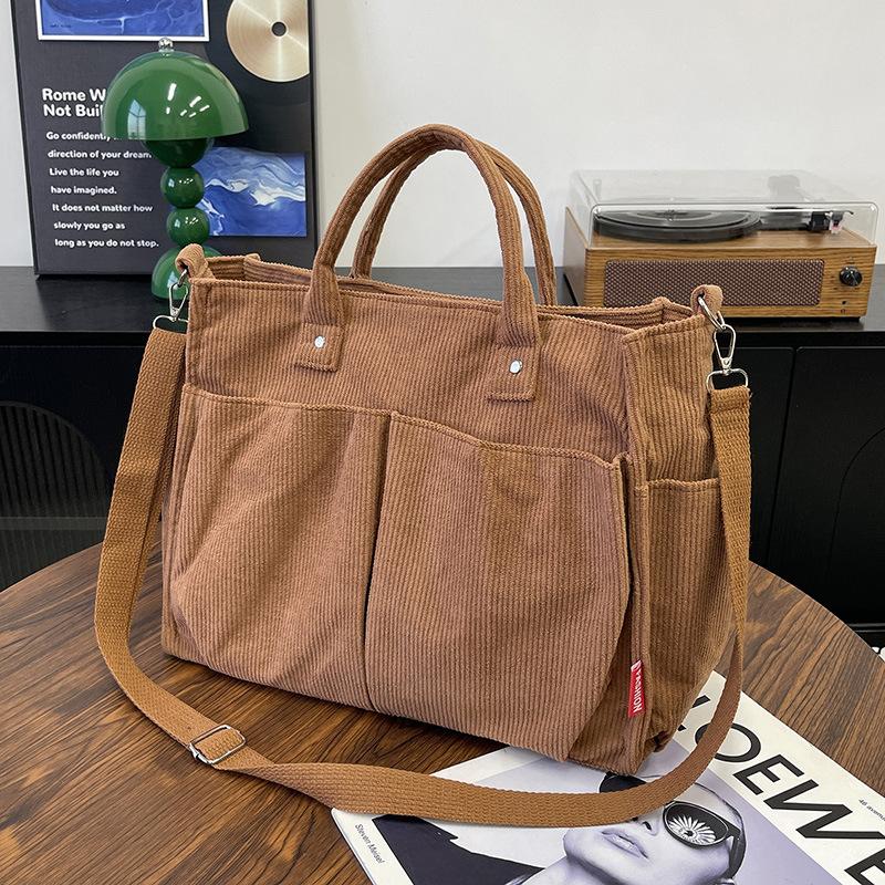 Casual simple shoulder tote bag messenger bag women's large-capacity corduroy women's new handbag