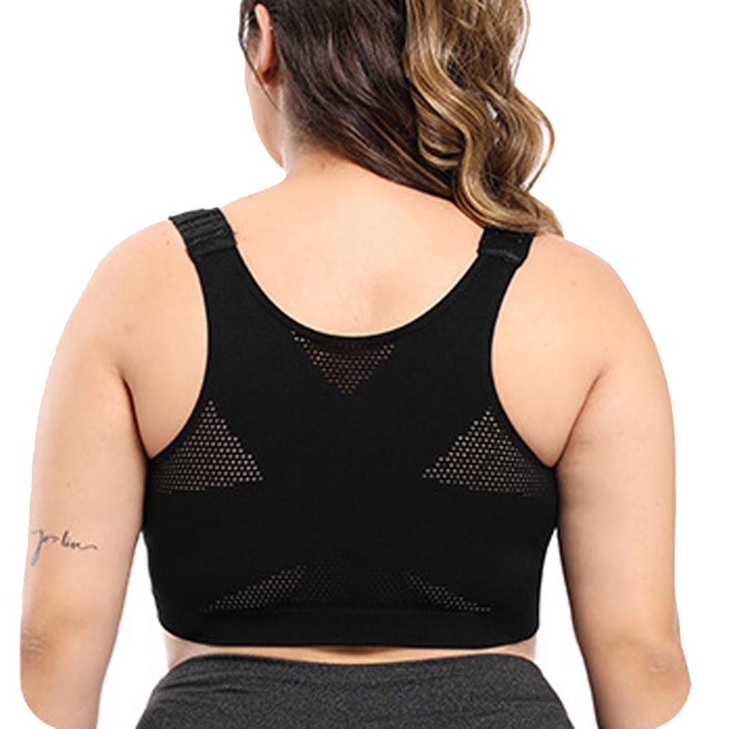 Women Solid Color Posture Bras Front Closure Bras With Back Support Full Coverage Wireless Bras Adjustable