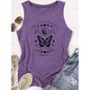 Elegant Vest for Women Butterfly Moon Phase CHANGE IS PART Printed Casual Loose-fitting Summer Vest Fashionable, Mysterious, Artistic, Suitable for