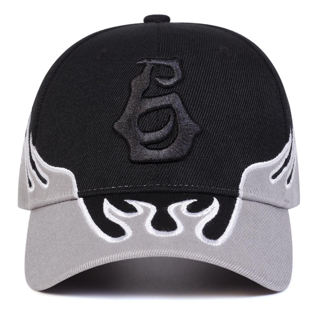 Men Number Six Flame Embroidered Baseball Cap Outdoor Adjustable Sunscreen Leisure Hat Spring Autumn Travel Tourism Beach Vacation