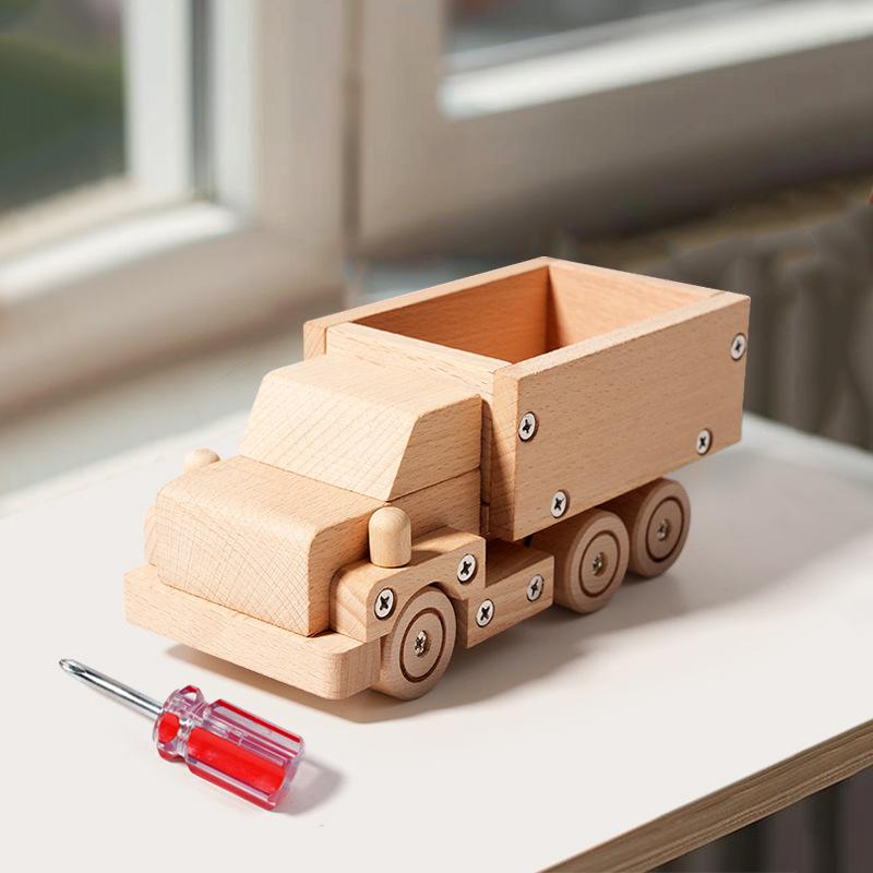 Children'S Wooden Disassembly Screws Assembly Toy Car Early Education Educational Vehicles Assembly Building Block Toys