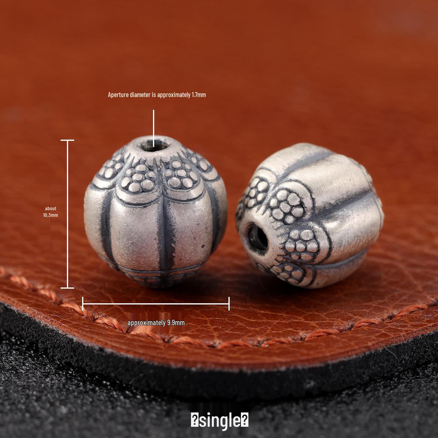 Sterling Silver S999 Pumpkin Olive Lantern Spacer Beads - Small Flower Retro DIY Accessories 999 Sterling Silver