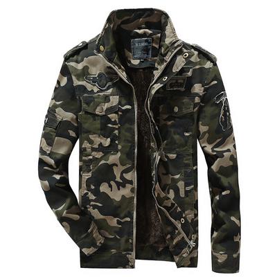 Winter New Green Plus Velvet Men's Camouflage Jacket Military Workwear Cotton Loose Jacket for Men