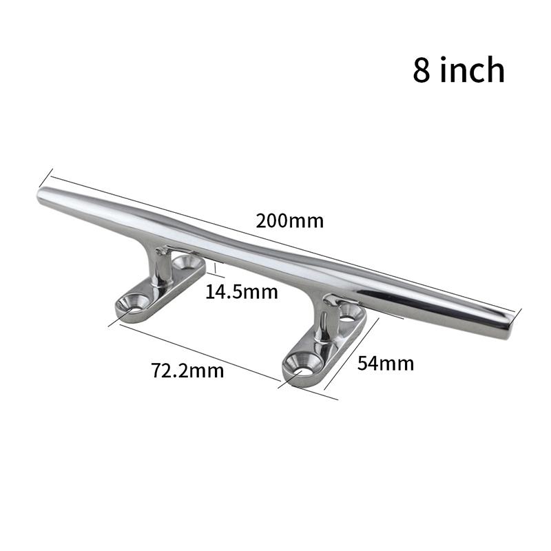 AndyMarine 8/10/12/15 inch Boats Hollow Cleat Polished Hardware Marine Stainless Steel Flat Deck Mooring Auto Yacht Accessories 8 inch