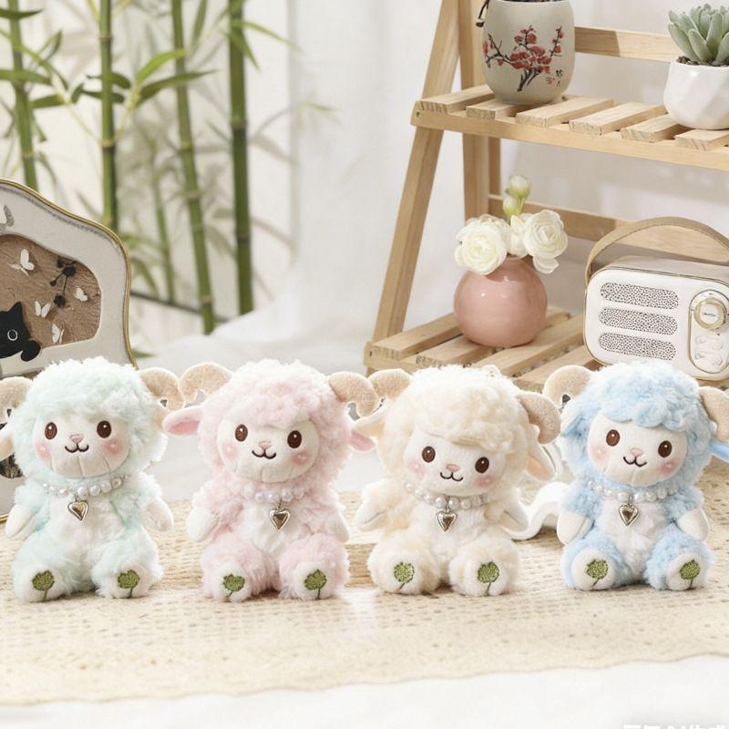 Little Sheep Stuffed Plush Keychain Soft PP Cotton Animal Doll Key Ring Cute Bag Pendant for Children Festival Gift