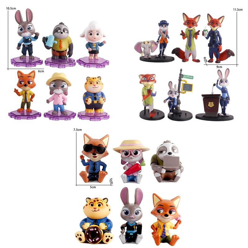 Anime 6/12pcs Zootopias Judy Nick Action Figure Humorous Rabbit Fox Cheetah Figurine Present Desktop Ornament Designed For Kid Birth Date Gifts
