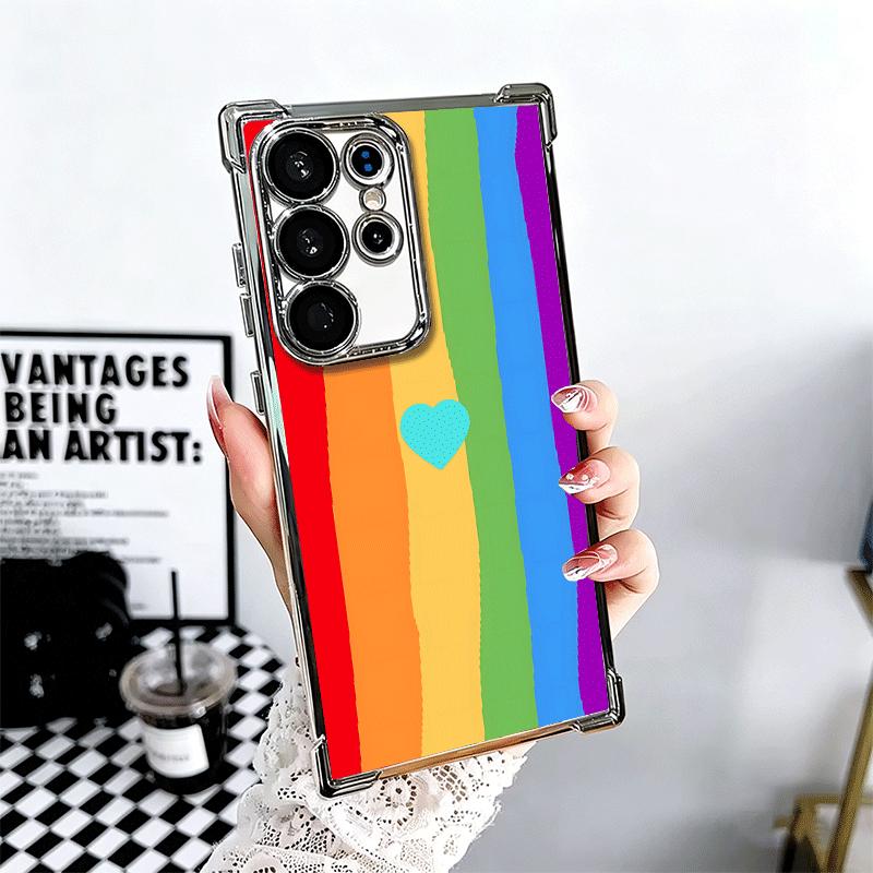 Regenbogen-Gradient-Liebesdesign Beschichtetes Handyhülle Für Samsung Galaxy S24 S25 FE S26 Edge S23 Ultra S22 S21 Plus S20 Sturzfest Aira