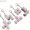 1PC Bread Keychain Stress Relief Clicker Mechanical Keyboard Style Fidget Toy for Anxiety Relief and Office Desk Entertainment