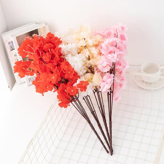 Artificial Flower Simulation Five-pronged Cherry Blossom Bouquet for Home Wedding Party Decor